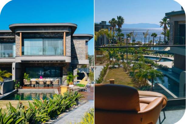Bodrum Ortakent'te Denize Sıfır, Özel Plajlı, Özel Havuzlu 5+2 Kiralık Villa